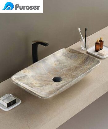 Puroser Marbel Bej Tazgah Üstü Çanak Lavabo