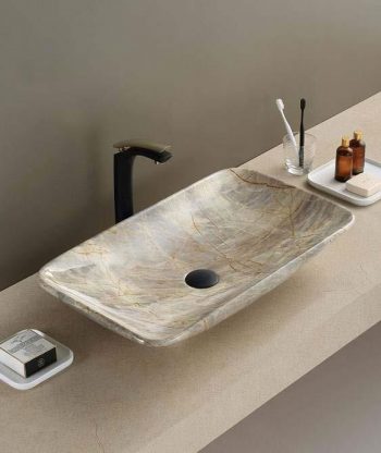 Puroser Marbel Beige Tezgah Üstü Çanak Lavabo