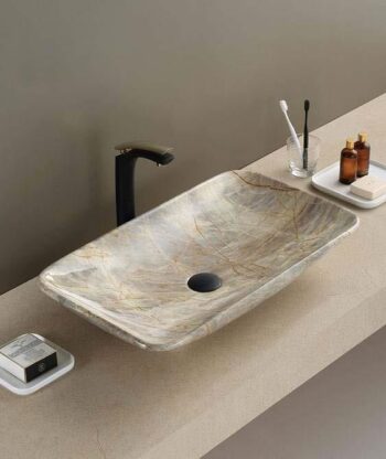 Puroser Marbel Beige Tezgah Üstü Çanak Lavabo
